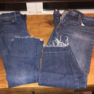 2 pairs of short length dark blue Jeans
